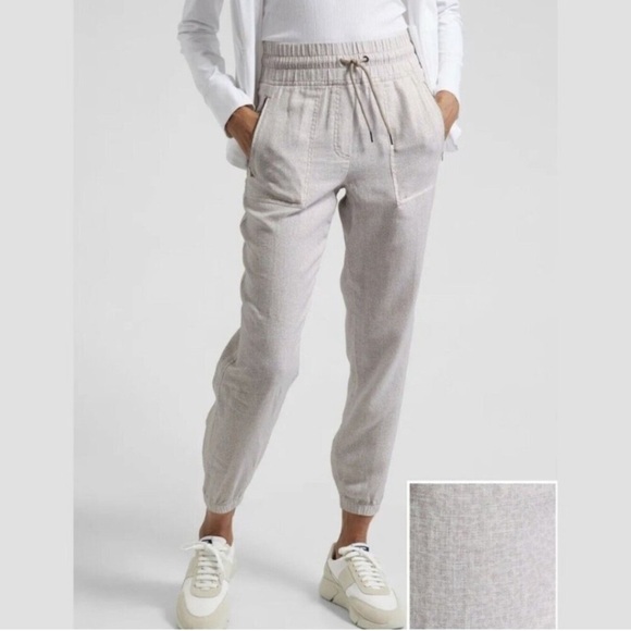 Athleta Cabo Linen Jogger in Mirco Cheetah Abalone Gray Size 2 - Picture 2 of 12